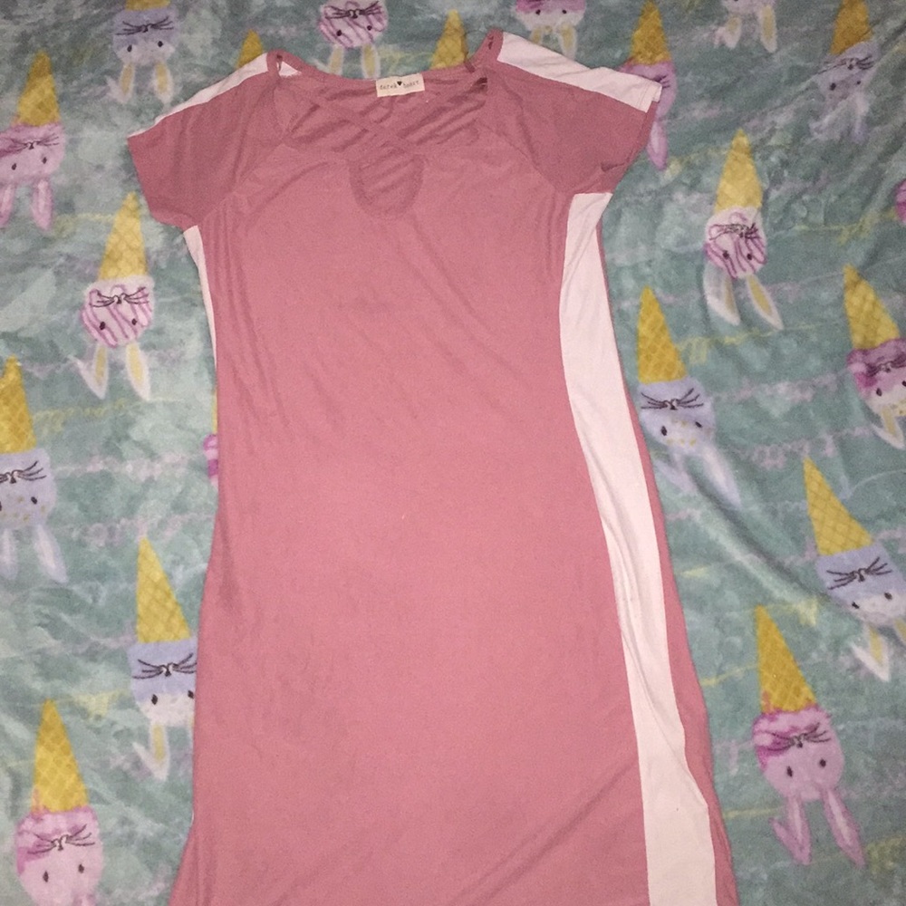 A blush skin tight dress